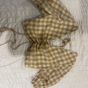 gingham backless crop top